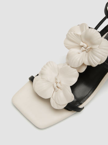 Barbara   -  Talons à double fleur noir et blanc