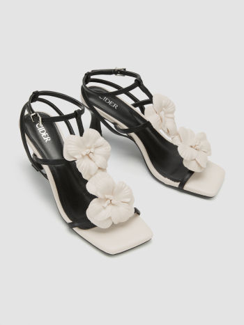 Barbara   -  Talons à double fleur noir et blanc