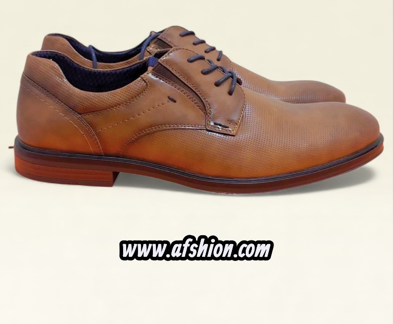 Derbies cognac homme motif unit lacets cuir