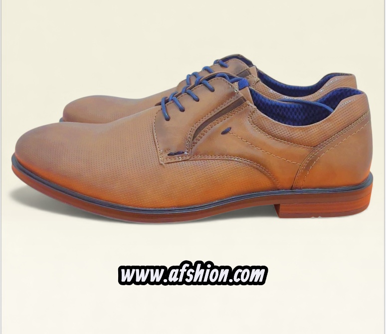 Derbies cognac homme motif unit lacets cuir